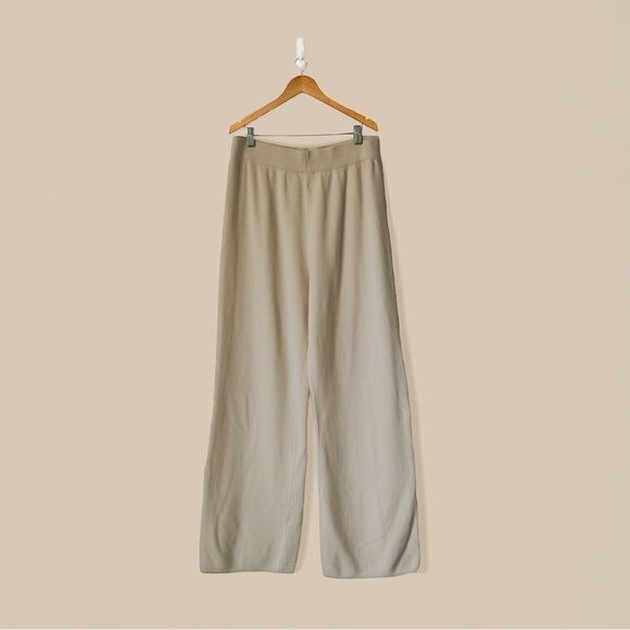 Pants - Knit Beige Wide Leg Lounge Pants (XL, fits like M/L)